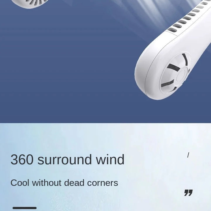 Long endur New Mini Neck Mounted Fan Portable Bladeless Neck Rechargeable Air Cooler 3 Speed Mini Summer Sports Fan Outdoor