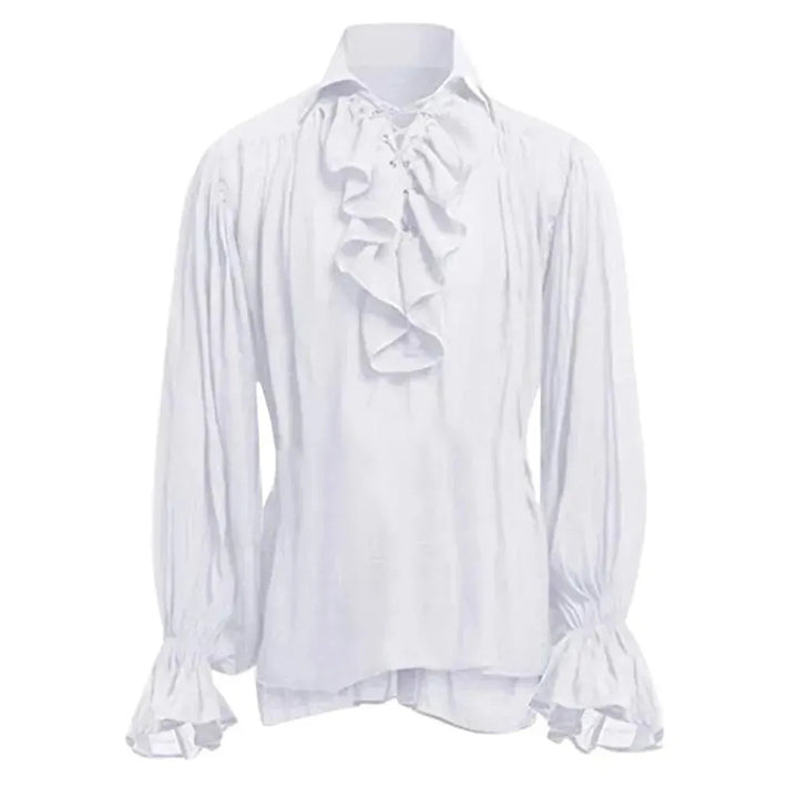 Medieval Halloween Costumes Autumn Casual Shirts Steampunk Cosplay Bandage Long Sleeve Ruffled Shirt Gothic Blouse Tops