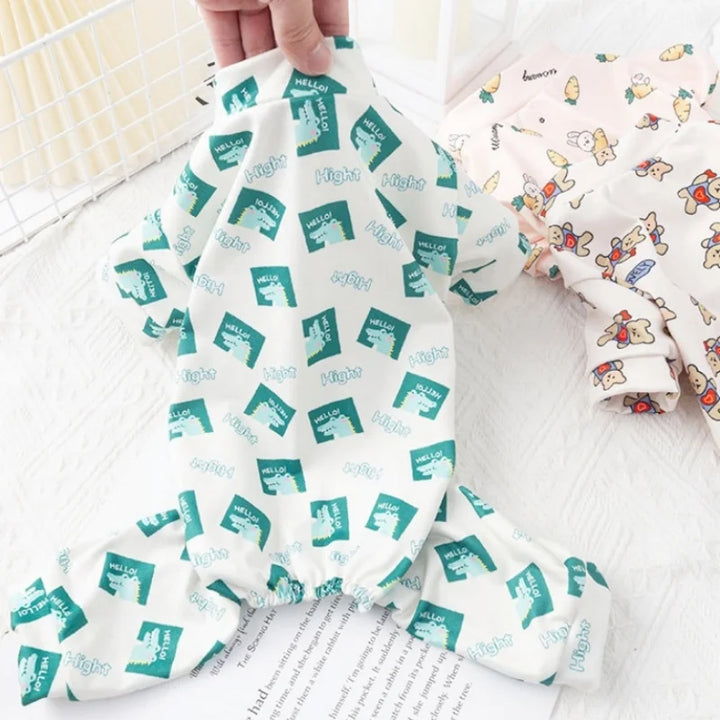 Pet Dog Clothes for Small Dogs Soft Warm Dog Jumpsuits Fashion Print Puppy Pajamas Cute Cat Sleepingwear Pet Onesie Dog Overalls