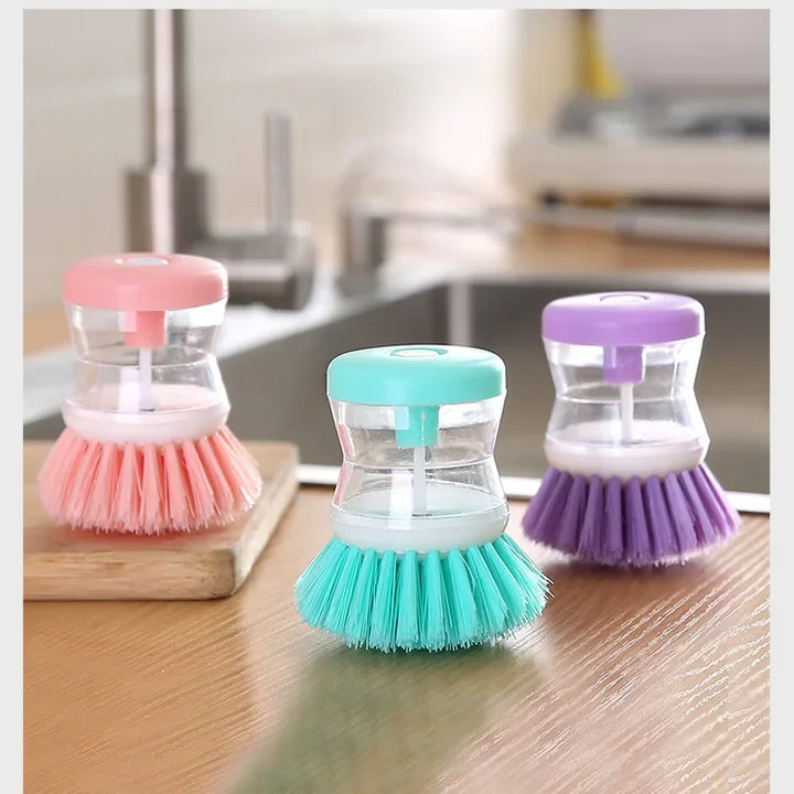 Kitchen Wash Pot Dish Brush Washing Utensils with Washing Up Liquid Soap Dispenser Household Kitchen Cleaning Accessories