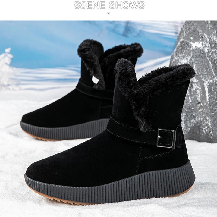 New Fashionable Bow Round Toe Elegant Snow Boots Winter Flat Wear-resistant Soft Students Plus Velvet Warm Women's Shoes