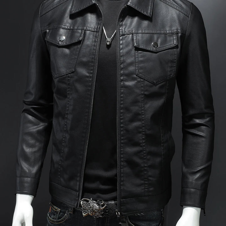 Spring Autumn Mens Leather Jackets Slim Fit Male Fashion Faux Windproof Warm Coats Man Brand Clothing