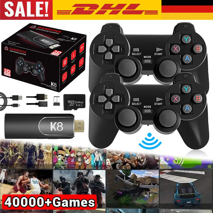 4K HD K8 Gamepad 64G Retro Video Game Console 40000+ Game 40+ Emulator Dual Wireless 2.4G Controller Retro Console Kids Gift Gam