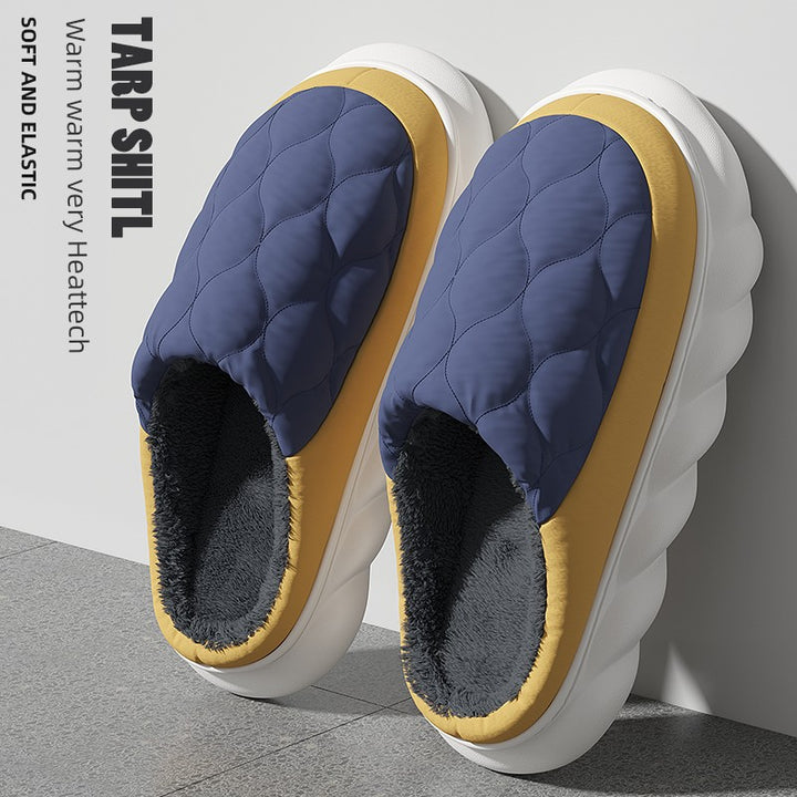 Waterproof Cotton Slippers Men Autumn and Winter 2025 New Arrival Indoor Home Non-Slip down Heattech Cotton Slippers Men's Winter