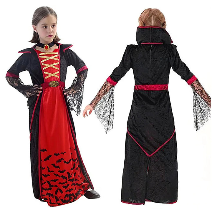 Halloween Witch & Vampire Costume for Girls ✨ Transform your little one into a magical witch or mysterious vampire this Halloween! Perfect for carnival, school events, parties, or stage performances — a costume full of charm and spooky fun.