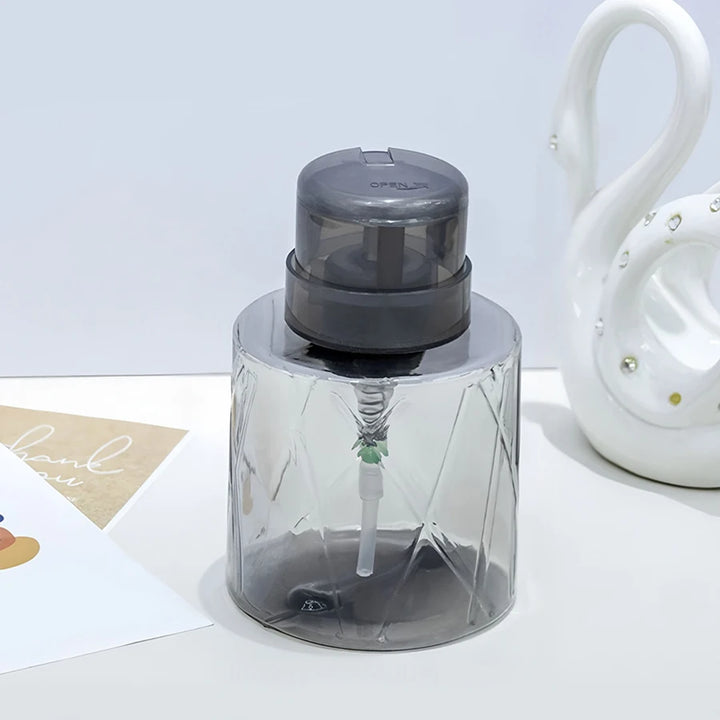 Lockable Empty Pump Dispenser Refillable Bottle, Nail Manicure Cleaner Makeup Remover Container Press Bottle