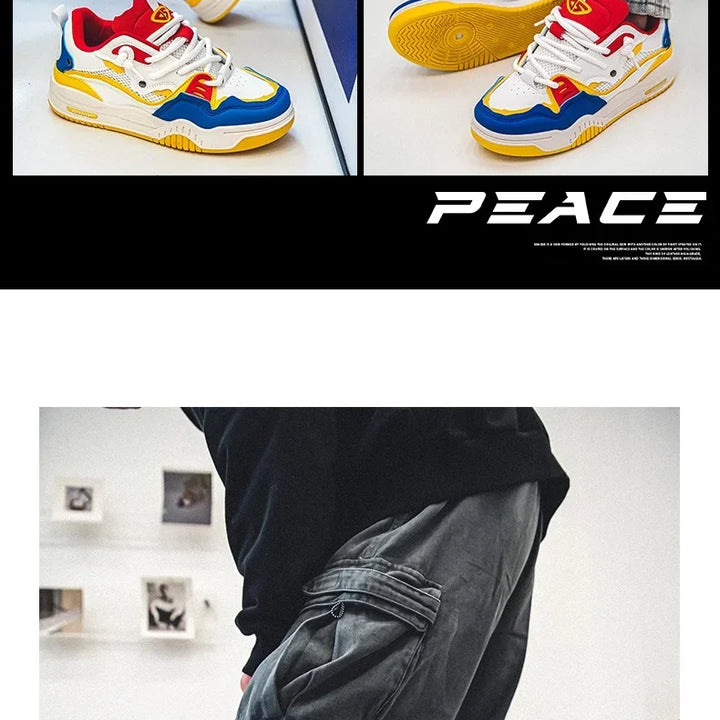 Men's Vulcanized Shoes Trendy Personalized Teenagers Casual Shoes Round Toe Lace-Up Plus Size Platform Shoes Men Shose For Sale