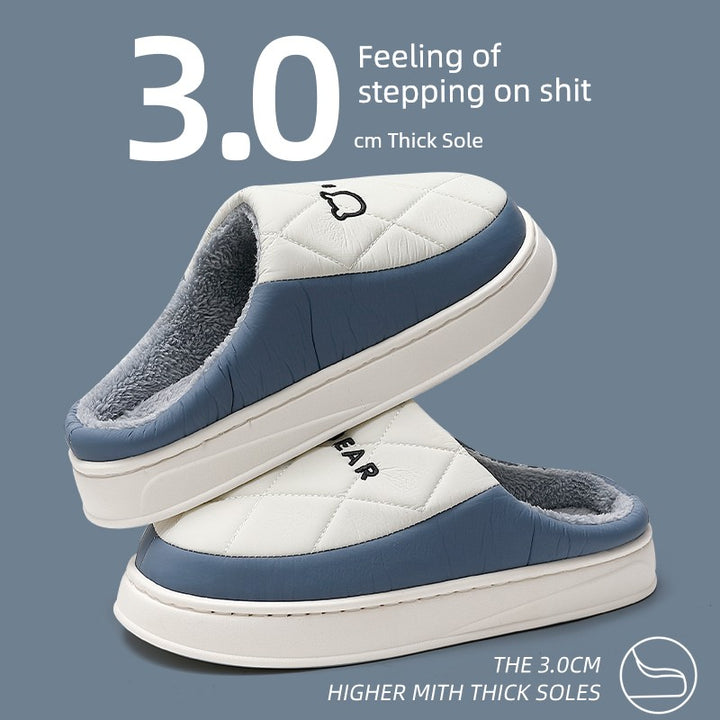 Waterproof Cotton Slippers Men Autumn and Winter 2025 New Arrival Indoor Home Non-Slip down Heattech Cotton Slippers Men's Winter
