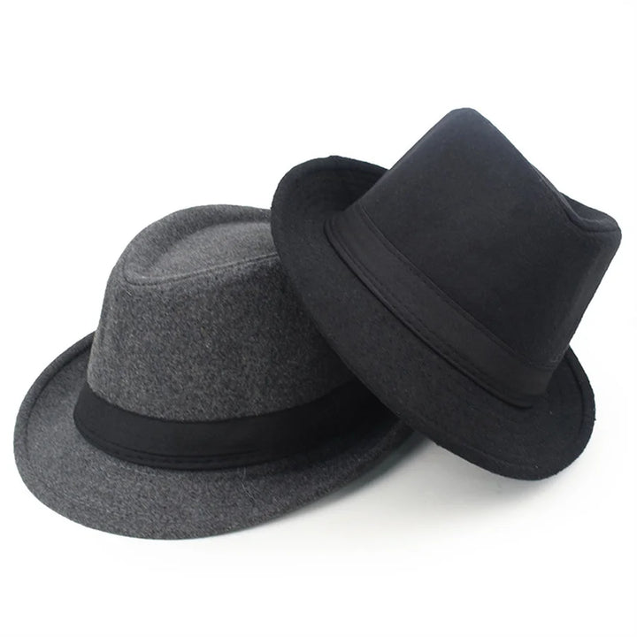 Unisex British Felt Jazz Hats For Middle Aged Men Bucket Hat Wool Fedoras Hat Autumn Winter Gentlemen Wedding Party Magic Caps