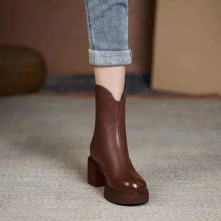 Women's Shoes Chelsea Boots Woman Winter 2024 Cute Trend Elastic Half Promotion Genuine Leather On Offer With High Quality New