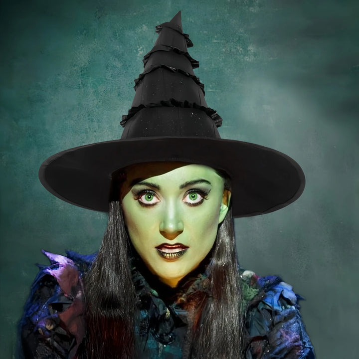 3Pcs Halloween Black Witch Hat With Lace Ruffles – Gothic Dark Sorceress Costume Cap Women Girls Party Cosplay Carnival Decor