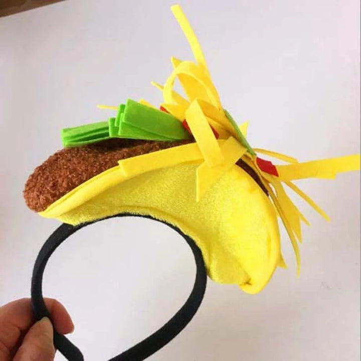 New Year Halloween French Fries Hat Cloth Personalized Taco Hair Hoop Yellow Head Accessories Creative Pizza Hat Headwear
