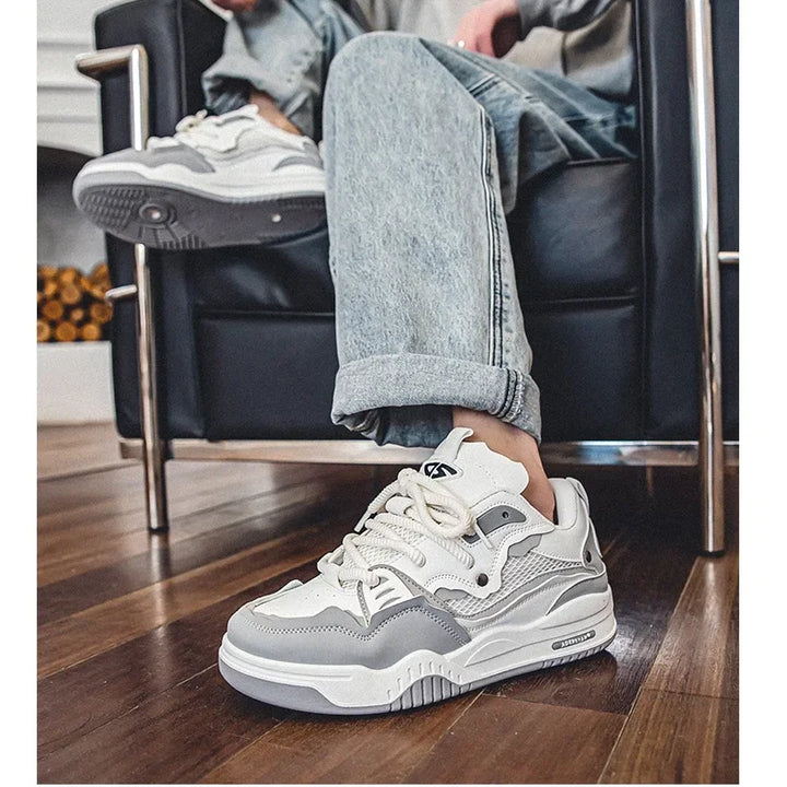 Men's Vulcanized Shoes Trendy Personalized Teenagers Casual Shoes Round Toe Lace-Up Plus Size Platform Shoes Men Shose For Sale