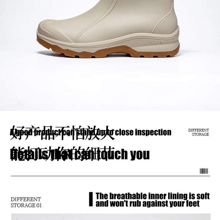 Women Waterproof Boots New Style Elastic Mouth Ankle Boots Mid Top Rain Shoes Non Slip Outdoor Indoor Chelsea Water Boot Woman