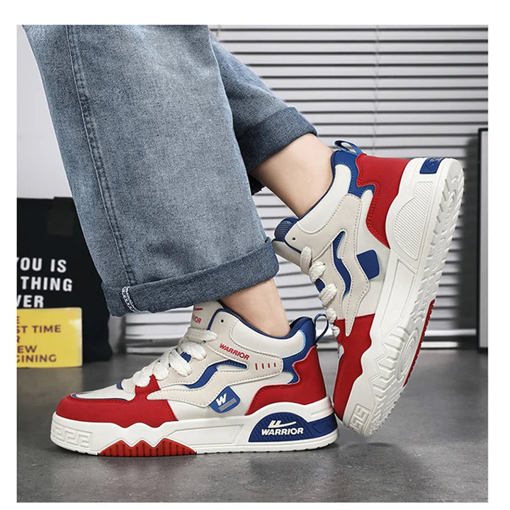 New Four Seasons Men's Sneakers Men's Comfortable Platform Shoes  Trend Lace-up Vulcanized Shoes White Casual Sneakers 5