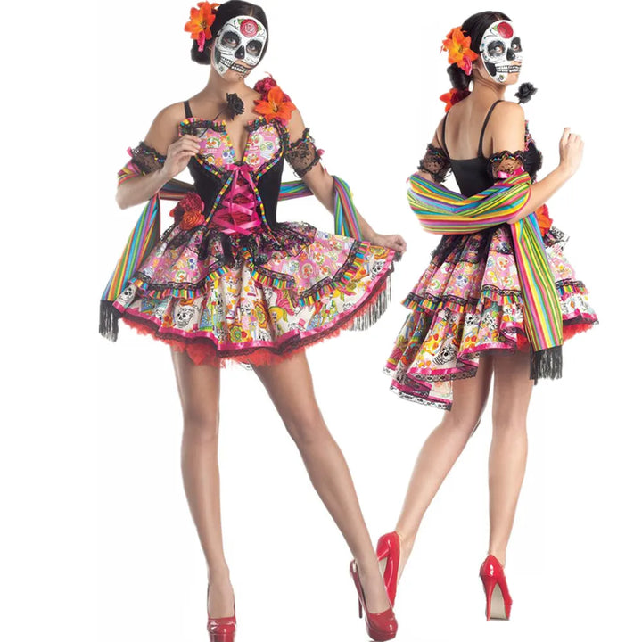 Beautifully Macabre!
A striking skull and flower design brings gothic elegance to Halloween, Day of the Dead, or cosplay events. Perfect mix of spooky and stunning.
💀 Includes: Skull bride dress + accessories
🎃 Occasions: Halloween, Day of the Dead 💀