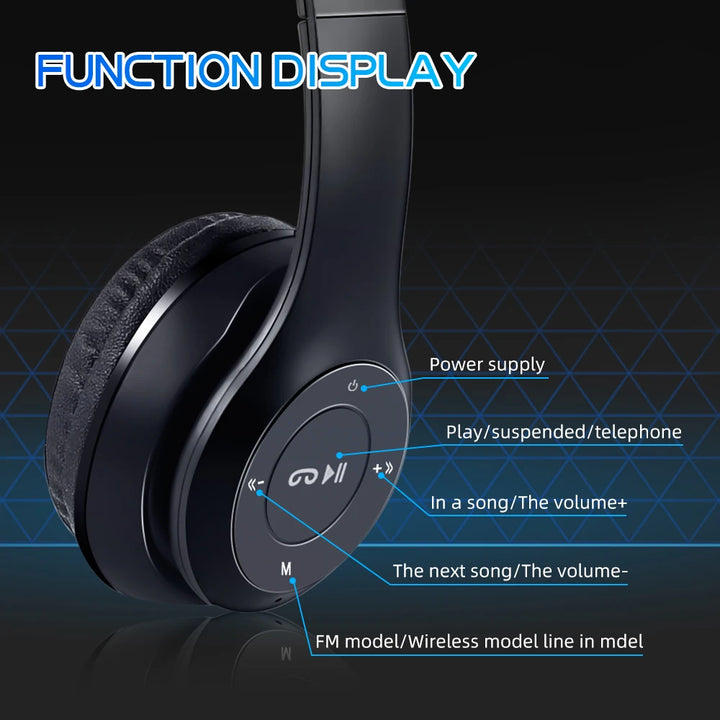 Bluetooth 5.0 Headsets Wireless Headphones 3.5MM Wired Earphones Support TF Card Foldable Noise Reduction For iPhone Xiaomi