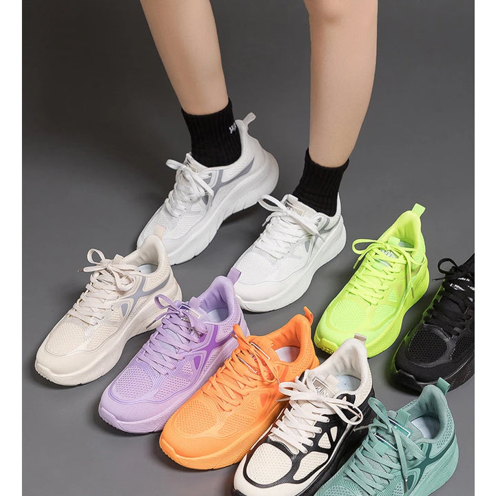 Sports Sneakers for Women Versatile Thick Soled Casual Breathable Running Shoes Soft Sole Slip-Resistant for Everyday Use