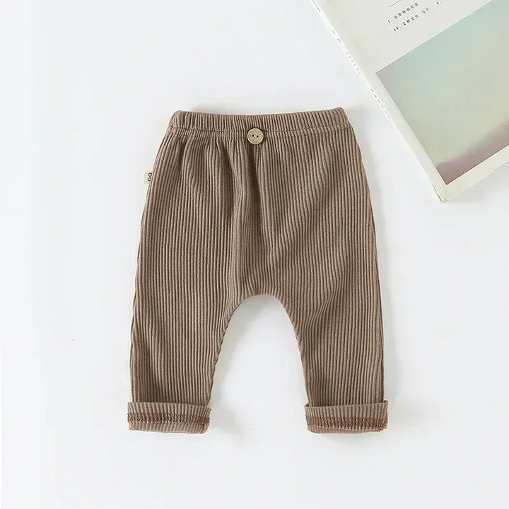 Baby Solid Leggings Girls All-match Striped Skinny Pants Kids Cotton Elasticity Slim Pants Newborn Boy Stretch Trousers