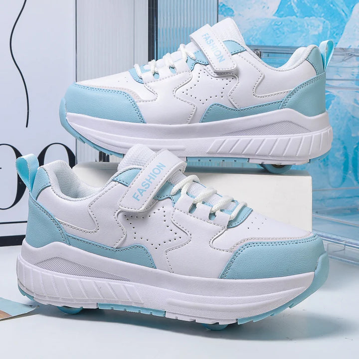 Kids Roller Skate Shoes Fashion Casual Sports Children 4-Wheels Sneakers for Boys and Girls Gift Nice Footwear