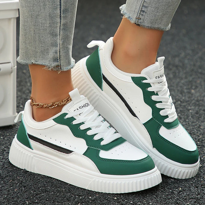 Women Sneakers Spring Autumn Plus Size White Sneaker Women Leather Platform Vulcanizd Shoes Woman Comfort Lace Up Flat Sneakers