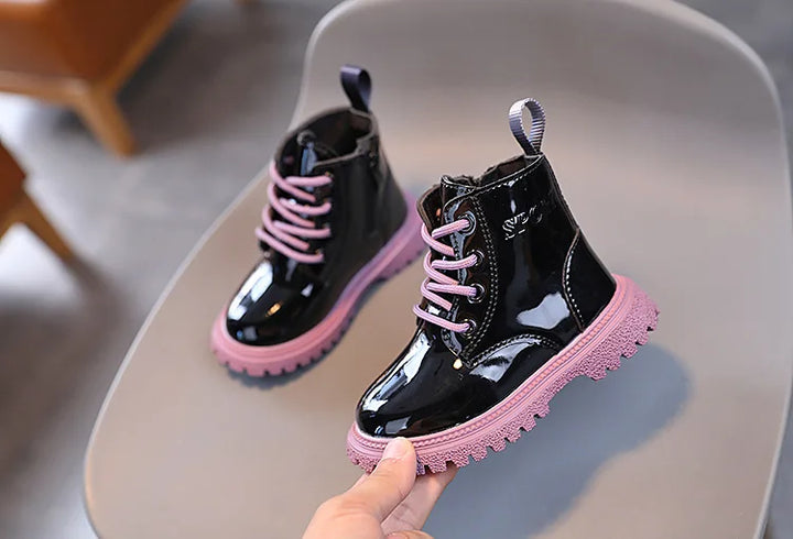 Children Boots Patent leather Casual Sneakers Baby Kids Shoes Waterproof British Ankle Short Boots Boys Shoes Toddler Snow Boots