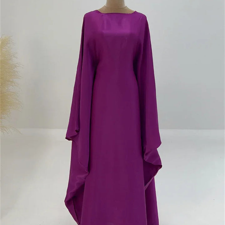 Tossy Autumn Loose Shiny Maxi Dress Butterfly Batwing Long Sleeve Muslim Clothes Party Solid Female Long Dress New