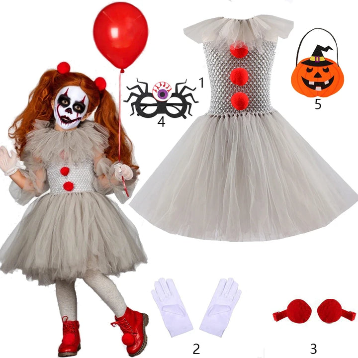 2-12Y Halloween Costumes Girl Tutu Carnival Party Cosplay Dresses Costume Party Dress Up Clothes Children's Holiday Gifts