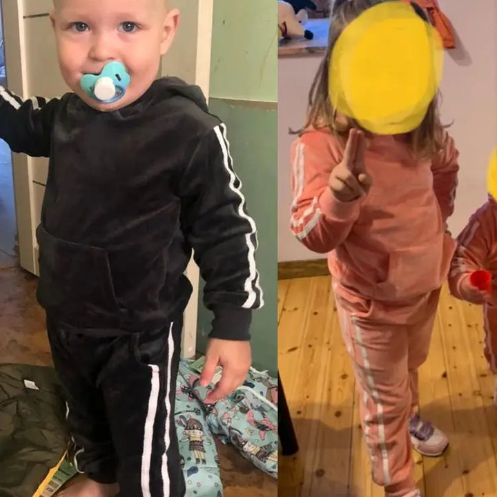 2025 Toddler Kids Hoodies Sweatshirt Set Solid Velvet Spring Autumn Baby Boy Girl Tracksuit Clothes For Children Sports Outfits