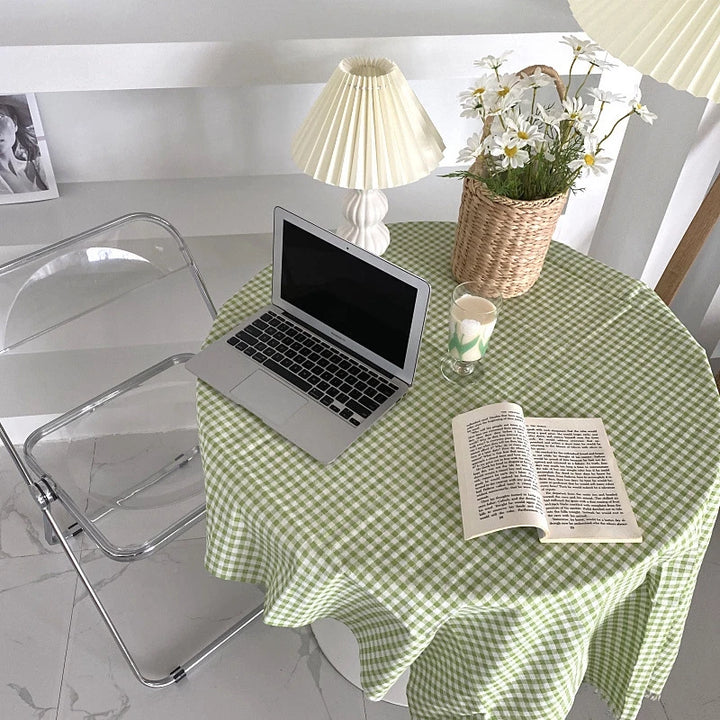Dustproof Plaid Table Cloth Korean Tablecloth Simple Dining Desk Cover Rectangle Photo Background Cloth Living Room Decor 식탁보