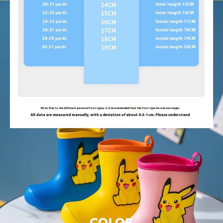 Pokemon Pikachu Pink Rubber Boots for Kids Waterproof Shoes Infant Rain Boots Girls Child Rain Boot Kid Baby Kids' Rainboots Boy
