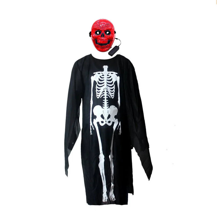 scary halloween costumes adults fantasia cosplay masque LED scream ghost horror mask children black skeleton costume suit