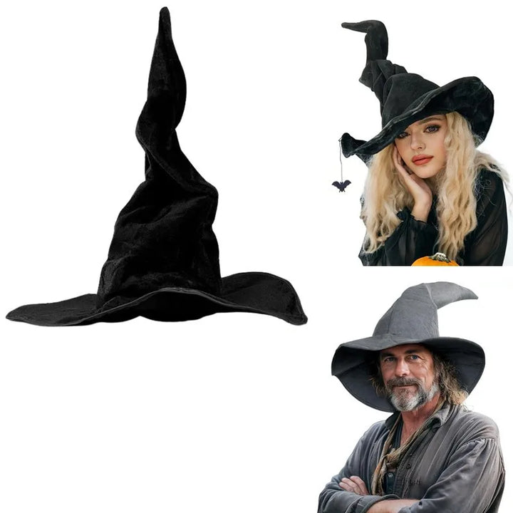 Halloween women black witch hat wizard grey hat role play Sorting Hat pointed cap with spider