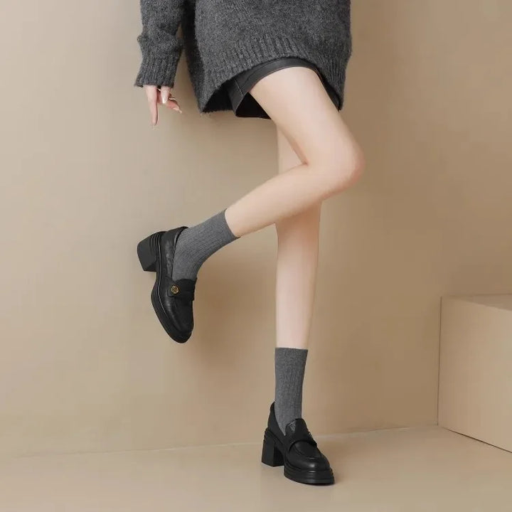 Women's Dress Shoes Fashion Retro Spring Autumn Women Mary Jane Shoes Causal Versatile Lolita Ladies High Heels Leather Shoes
