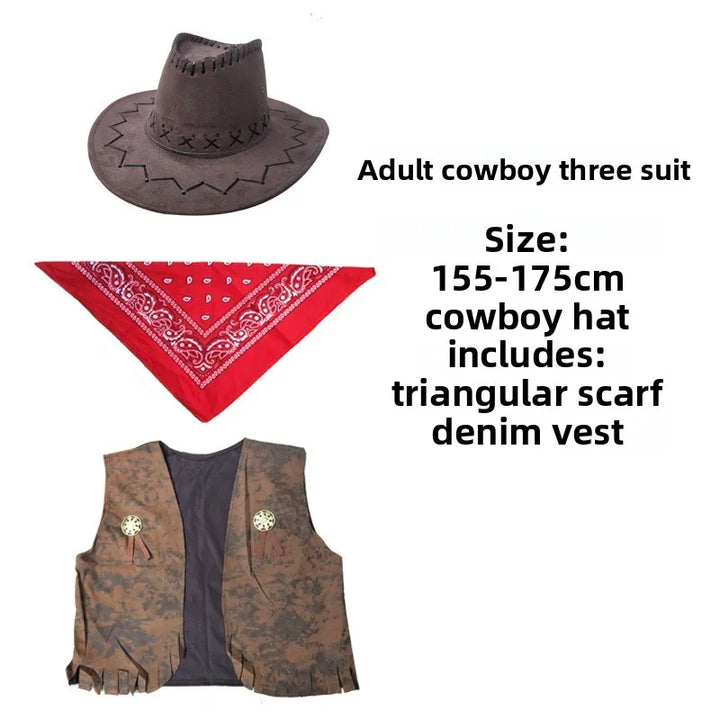 Halloween COS Costume Party Costume Denim Themed Dress Up Western Denim Suit Denim Vest Set