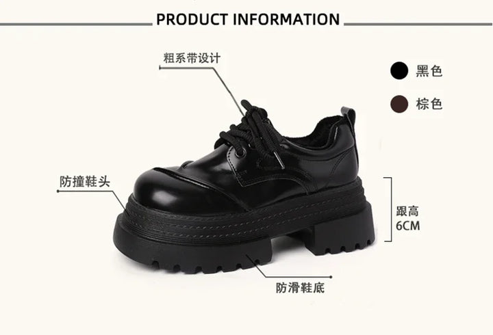 2025 Spring Women JK Mary Jane Shoes Fashion Lace Up Shoes Vintage Platform Elegant Thick Heel Shoes