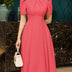 ZANZEA Office Lady Dresses Women Solid Pleated Dress Elegant Short Sleeve Party Vestidos Stylish Holidays Midi Dress