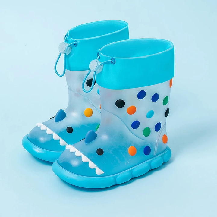 Anti-Slippery Rain Boots Kids Fashion Casual Waterproof Boys Girls Print Cartoon Children PVC Soft Soles Shoes 2025 Summer