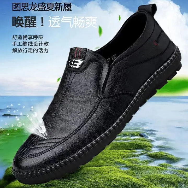 Mens PU Leather Loafers Non Slip Walking Flats Breathable Outdoor Slip on Casual Shoes for Male Work Office Driving Sneakers2