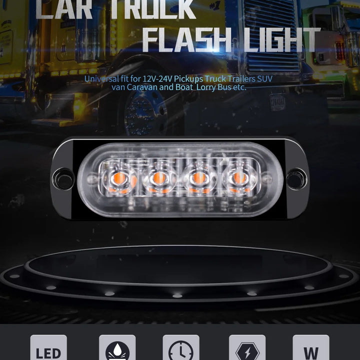 Stay Safe. Be Seen.
🚨 4x LED Amber Warning Lights – Ideal for cars, trucks, trailers & more.
💡 Super-bright 4LED design for max visibility.
🔧 Easy install | 12V–24V | Weatherproof & durable.
Perfect for roadside emergencies or professional use.