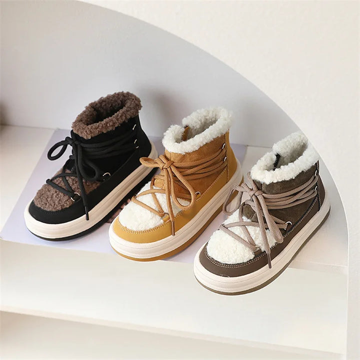 2025 New Autumn/Winter Children Boots For Boys Warm Plush Rubber Sole Toddler Kids Sneakers  Fashion Girls Boots 21-30