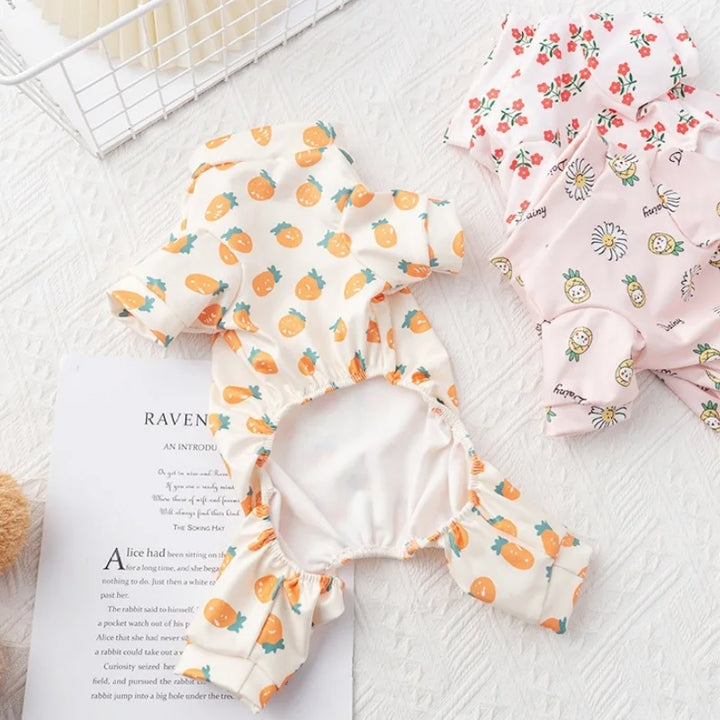 Pet Dog Clothes for Small Dogs Soft Warm Dog Jumpsuits Fashion Print Puppy Pajamas Cute Cat Sleepingwear Pet Onesie Dog Overalls