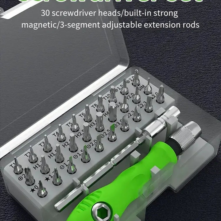 Mini 32-in-1 Precision Screwdriver Set Magnetic Phillips Bits Multifunctional Hand Repair Tool Kit for Phone Watch Glasses PC