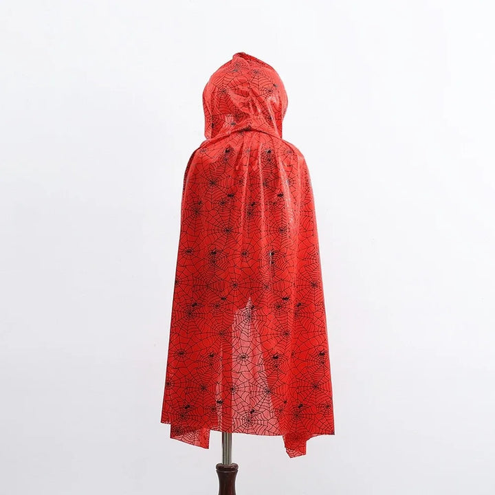 Casual Bloodstain Halloween Costume Cosplay Props Funny Party Halloween Death Cloak with Cap Dark Plaid Spider Web Cape Adults