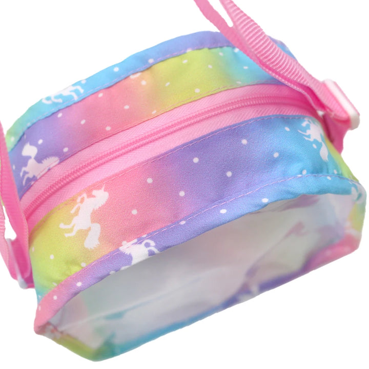 Newborn Doll Accessories Kit with Clear Display Rainbow Carrying Bag Transparent Display Window Fit 14inch Dolls Doll Travel Set