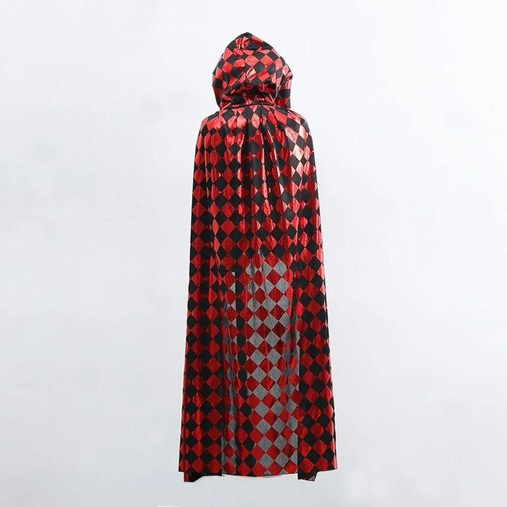 Casual Bloodstain Halloween Costume Cosplay Props Funny Party Halloween Death Cloak with Cap Dark Plaid Spider Web Cape Adults