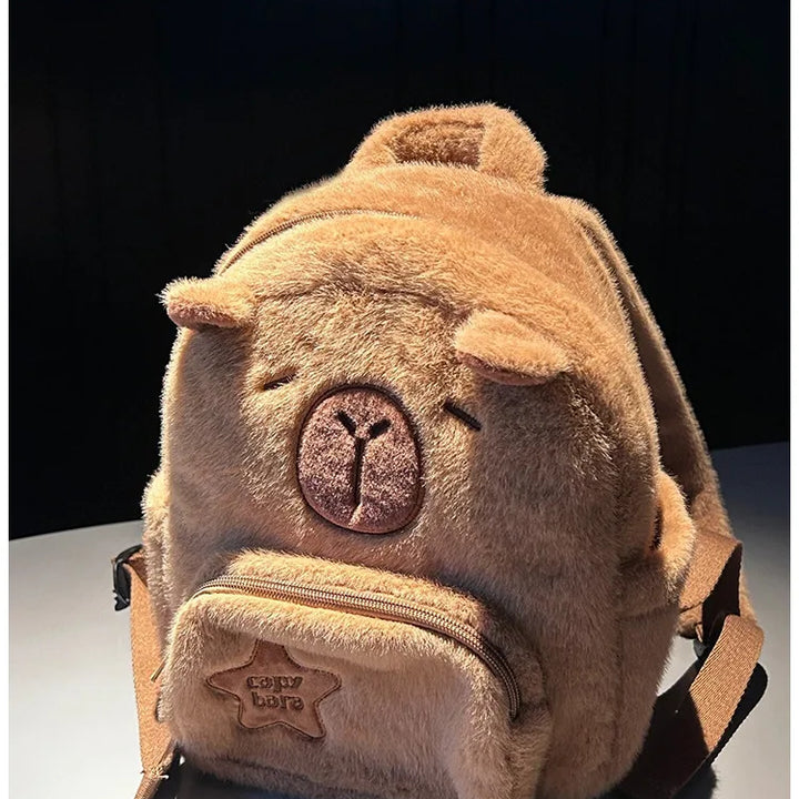 Capybara Plush Backpack Kawaii Fashion Plushie Doll Fur Bag Children's Bag Shoulder Bag Mini Knapsack Bags Gifts For Girlfriend