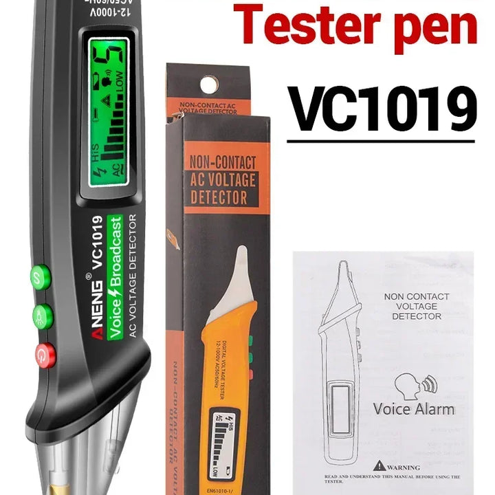 ANENG VC1019 Non-Contact Voltage Tester Pen Voice Broadcast Red Laser Detect 12-1000V Volt Current Pen Electric Test Meter Tools