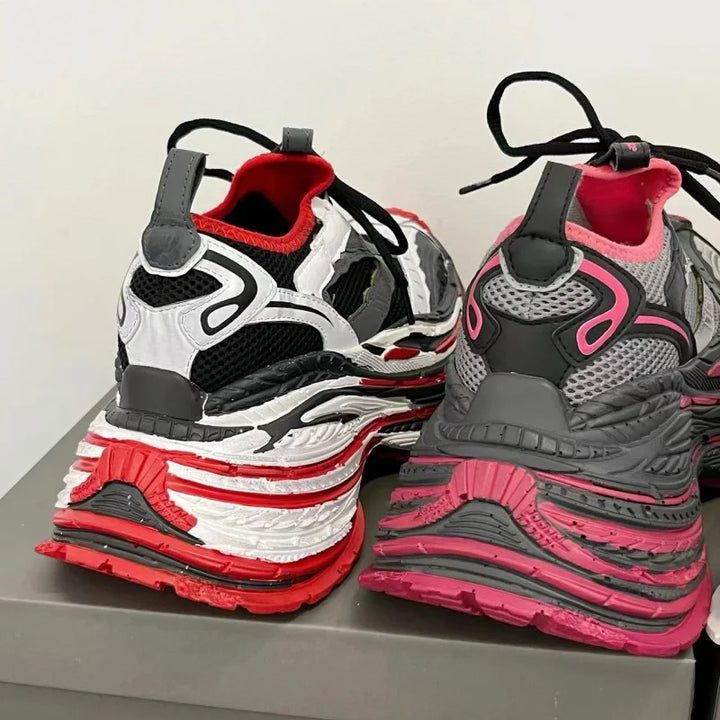 Fashion Designer Shoes Sneakers for Women and Men Mixed Colors Mesh Air Thick Sole Couple Chunky Sneakers Height-increasing
