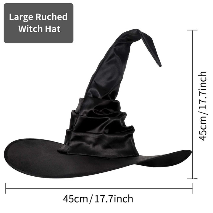 Halloween Witch Hat Black Folds Wizard Hats for Women Men Masquerade Party Carnival Costume Cosplay Props Halloween Decorations